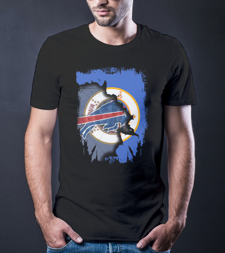 Together Minnesota Buffalo Bills State Flag Fusion T-Shirt