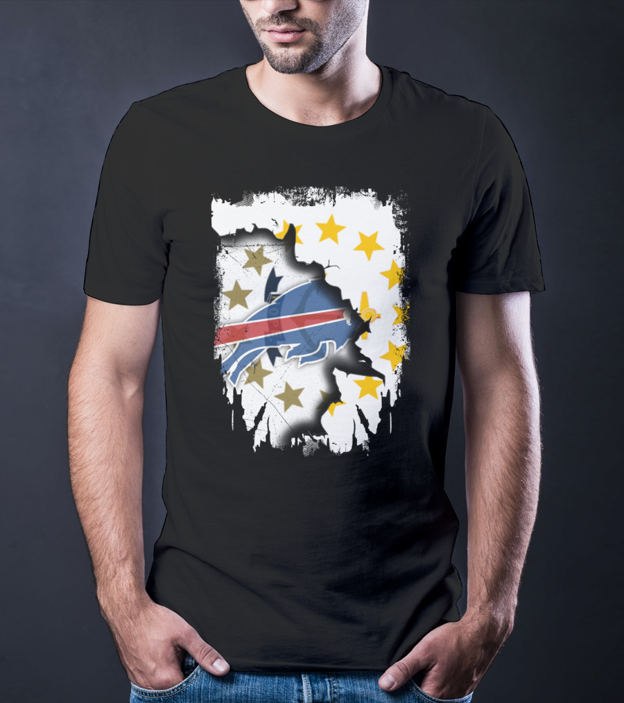 Rhode Island United With Buffalo Bills Burst T-Shirt
