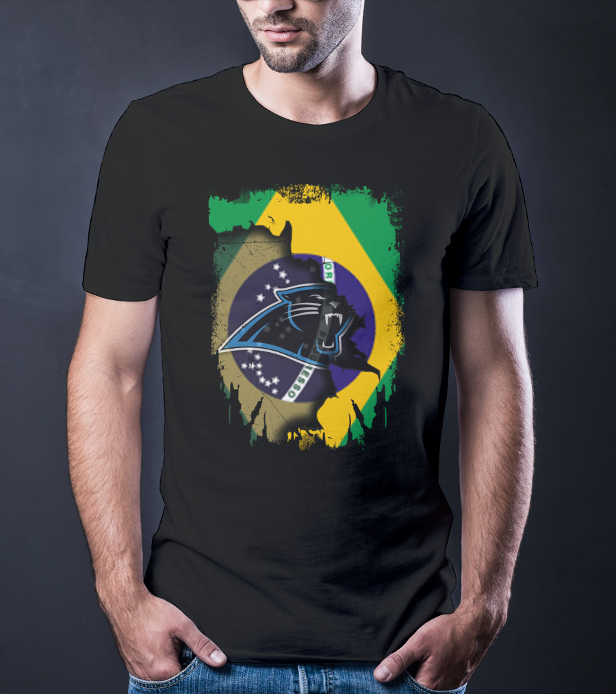 Together Brazil With Carolina Panthers Flag Fusion T-Shirt