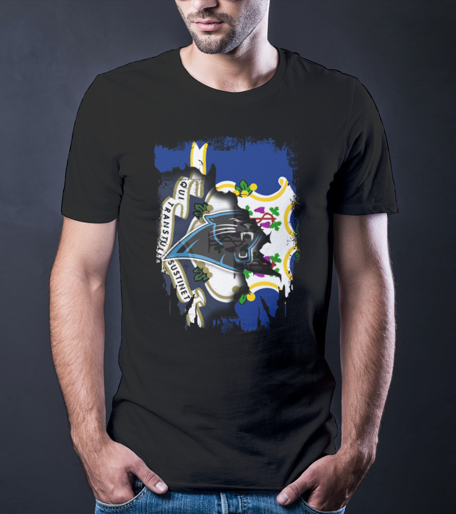 Connecticut Flag With Panthers Logo Integration T-Shirt