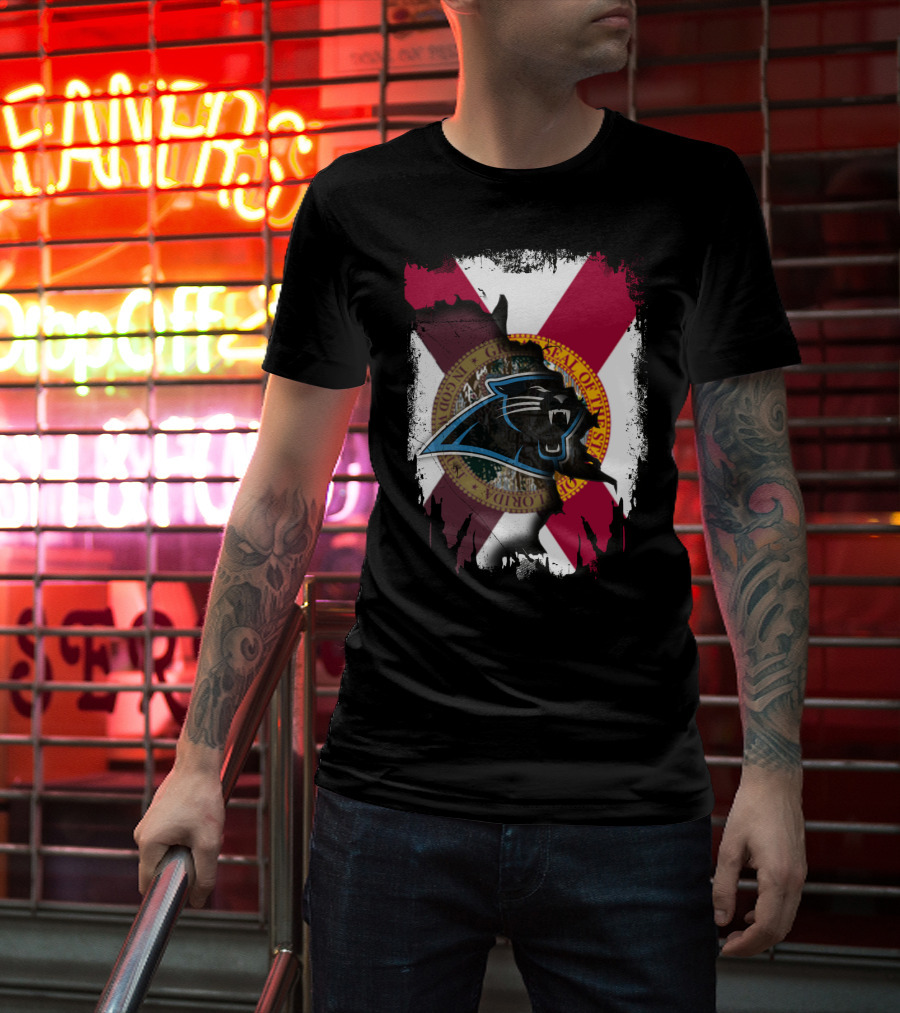 Florida Together With Carolina Panthers Logo And State T-Shirt