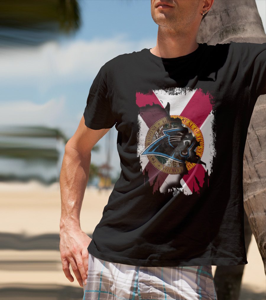 Florida Together With Carolina Panthers Logo And State T-Shirt
