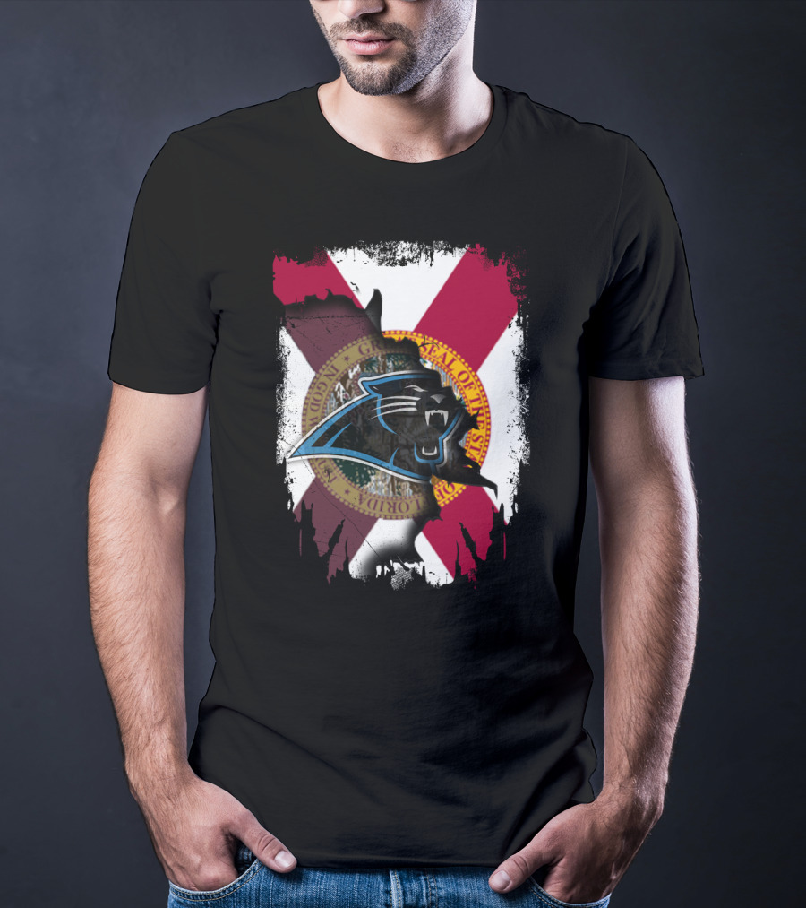 Florida Together With Carolina Panthers Logo And State T-Shirt