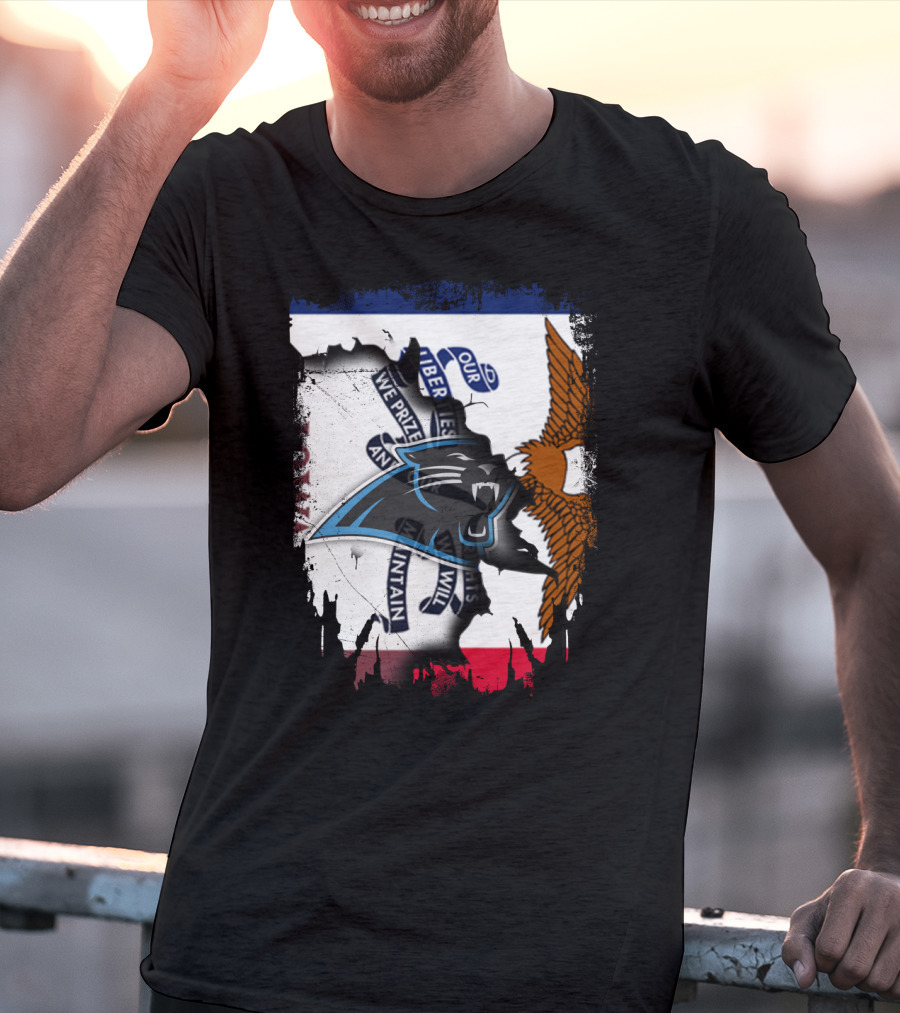Iowa Panthers Emblem With Flag And Eagle T-Shirt
