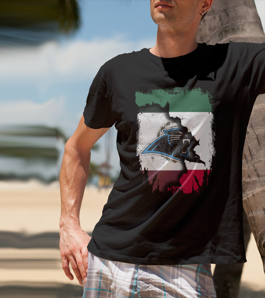 Together Mexico Carolina Panthers Flag Fusion T-Shirt