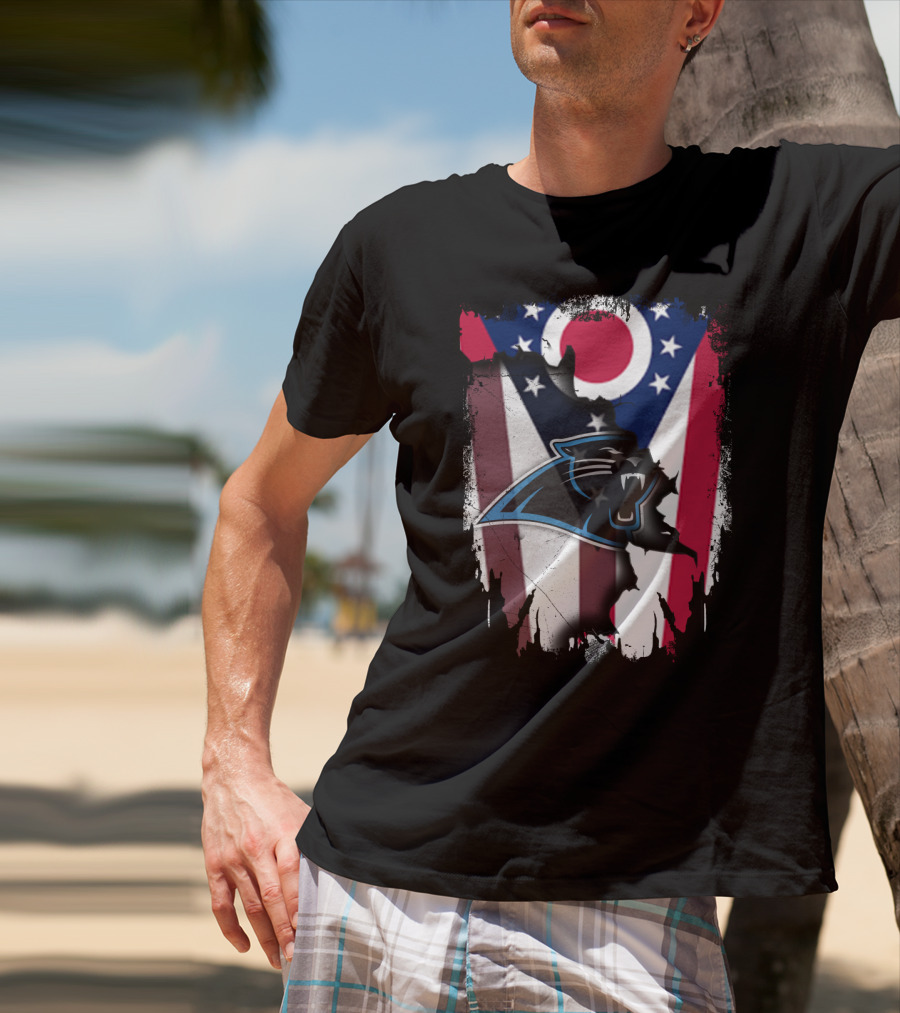 Ohio State Flag With Carolina Panthers T-Shirt