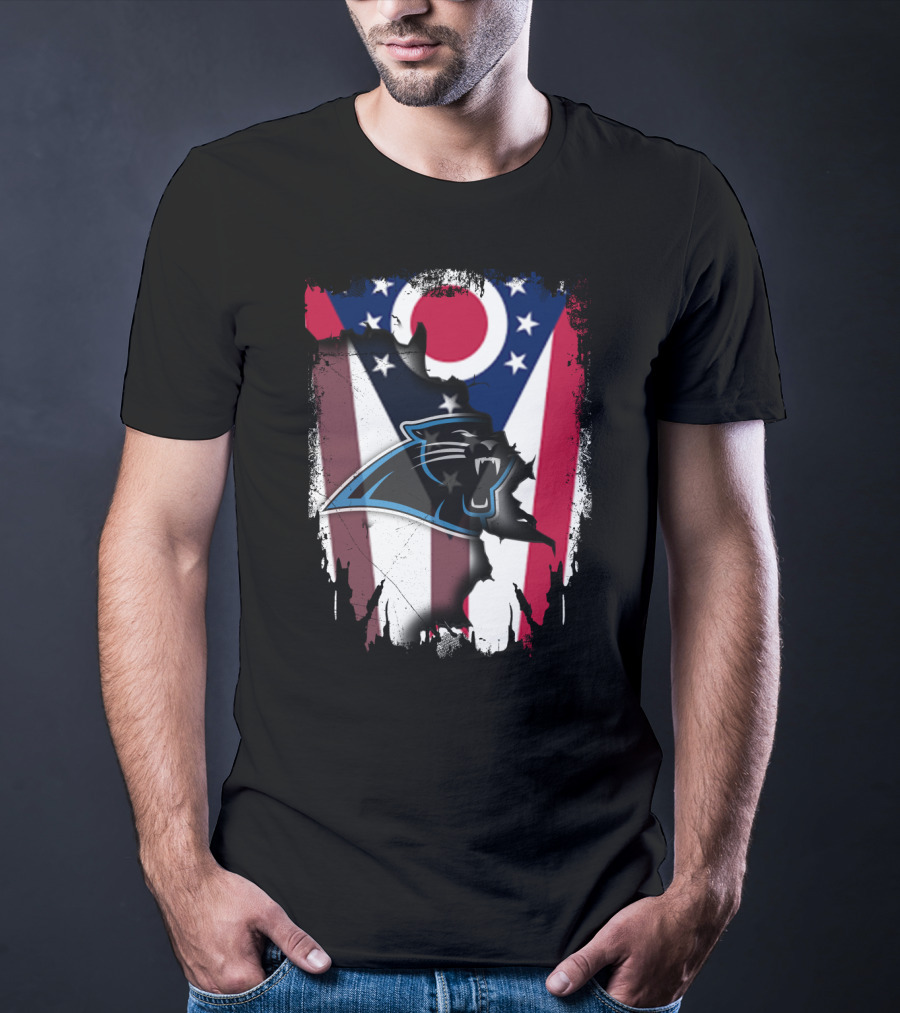 Ohio State Flag With Carolina Panthers T-Shirt
