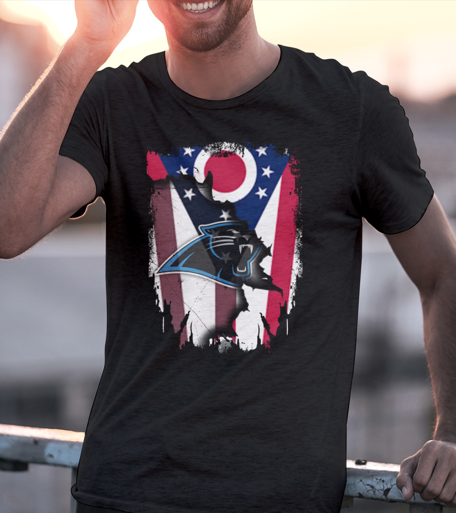 Ohio State Flag With Carolina Panthers T-Shirt