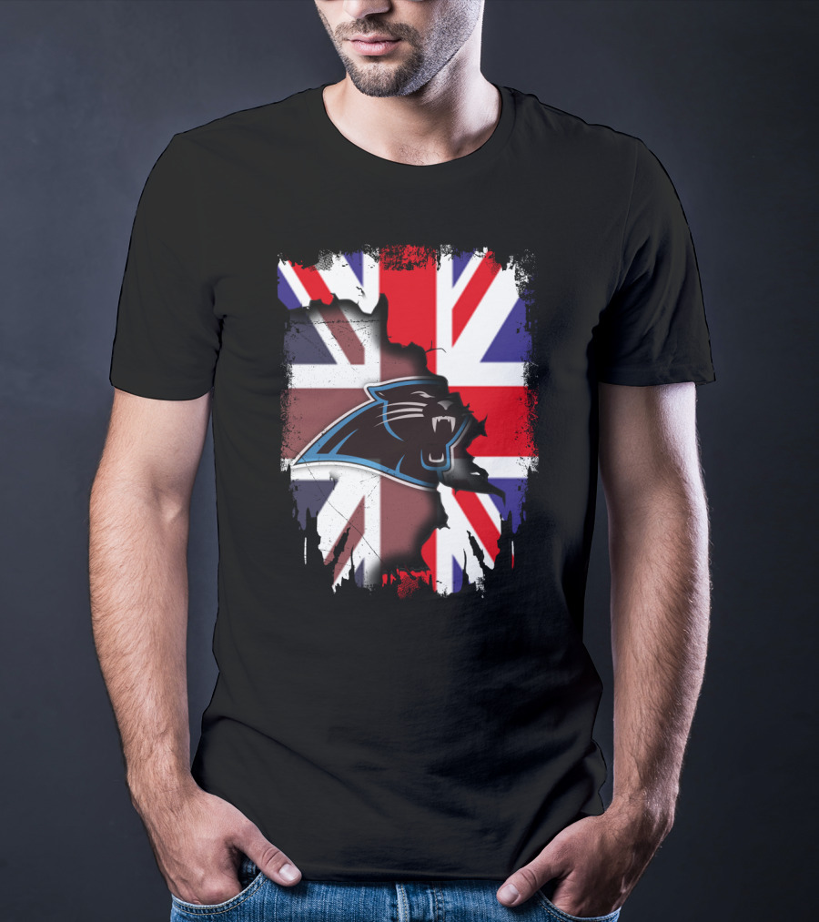 United Kingdom Flag With Panthers Logo Overlay T-Shirt