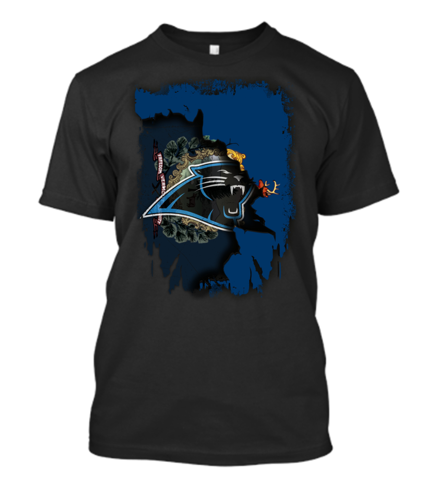 Together Vermont With Carolina Panthers Logo And State Map T-Shirt