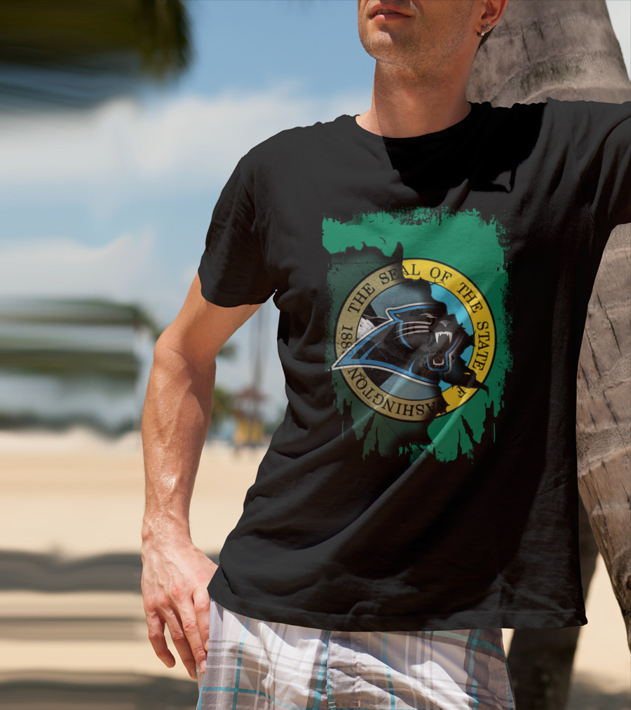 The Seal Of The State Of Washington With Carolina Panthers T-Shirt