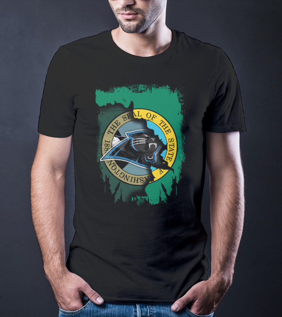 The Seal Of The State Of Washington With Carolina Panthers T-Shirt