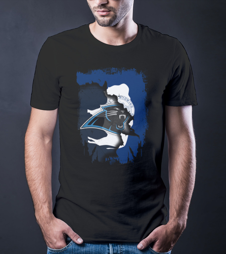 Wyoming Unity With Carolina Panthers Emblem T-Shirt