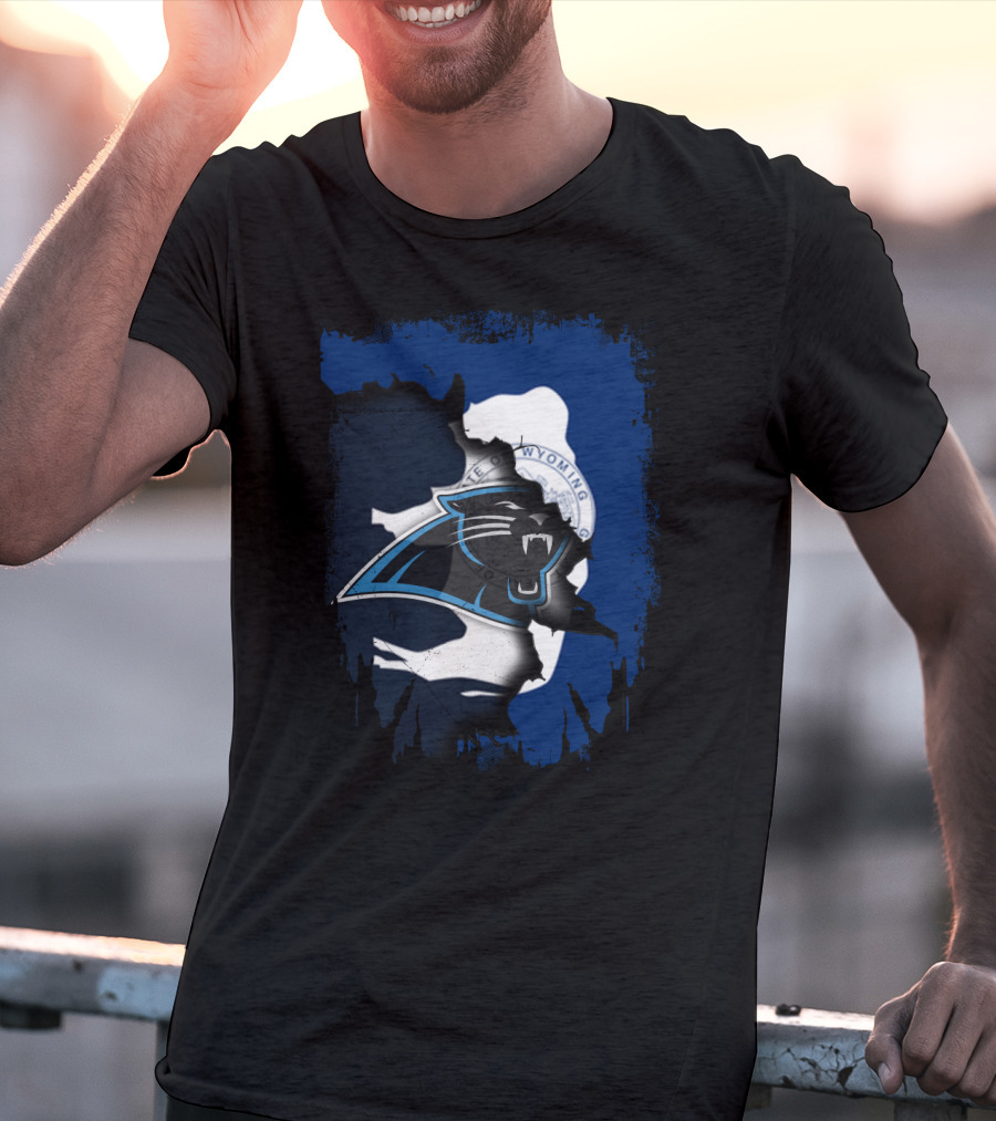 Wyoming Unity With Carolina Panthers Emblem T-Shirt