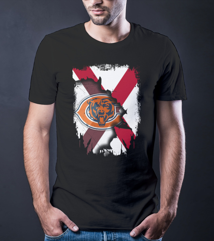 Alabama State Flag With Chicago Bears T-Shirt