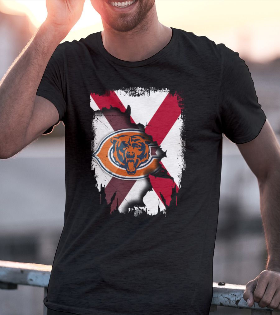 Alabama State Flag With Chicago Bears T-Shirt