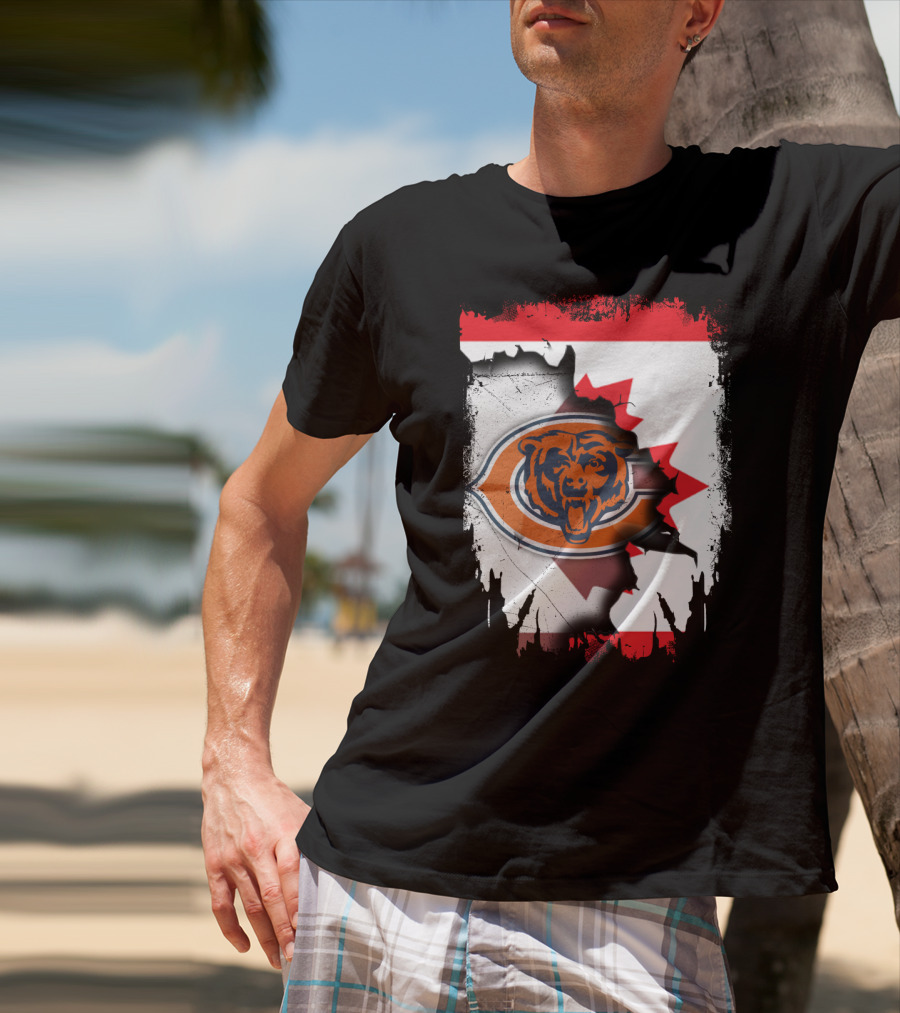 Canada Bears Logo Ripped Flag T-Shirt