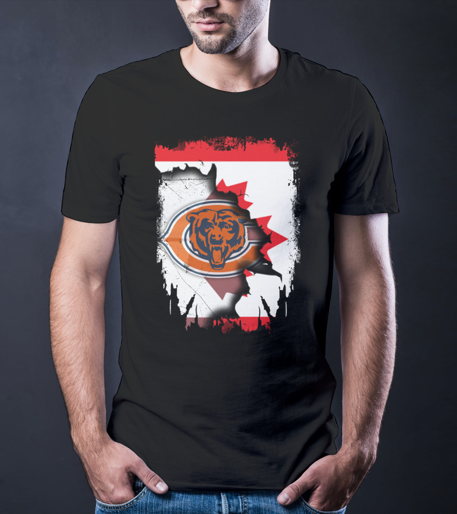 Canada Bears Logo Ripped Flag T-Shirt