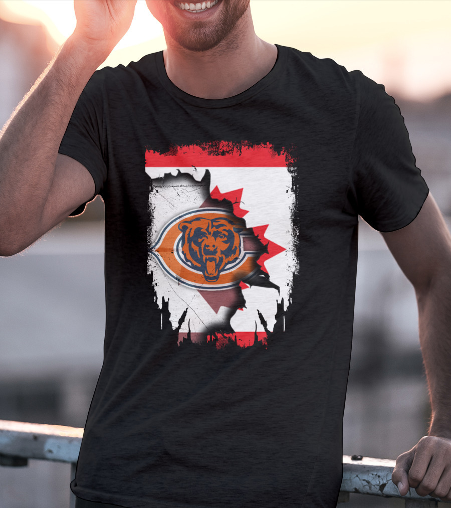 Canada Bears Logo Ripped Flag T-Shirt
