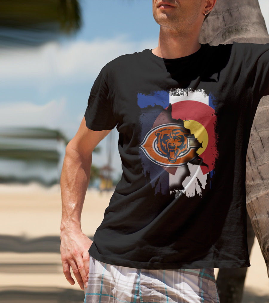 Colorado Flag Chicago Bears Logo Fusion T-Shirt