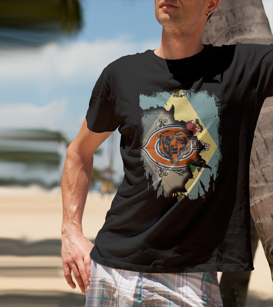 Together Delaware With Chicago Bears Logo And State Flag Elements T-Shirt