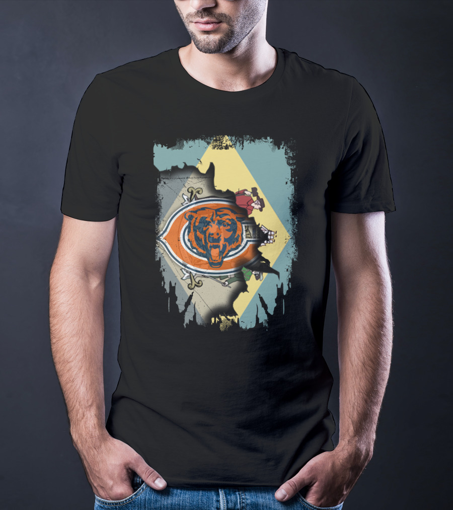 Together Delaware With Chicago Bears Logo And State Flag Elements T-Shirt
