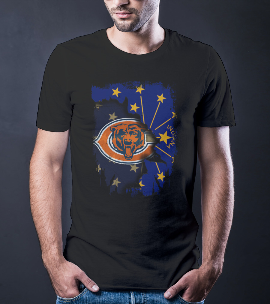 Chicago Bears And Indiana State Flag Blend Together T-Shirt
