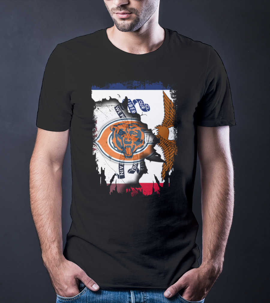 Chicago Bears Iowa Pride USA Flag Eagle Patriot T-Shirt