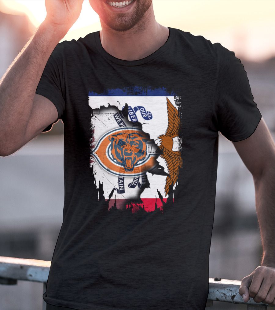 Chicago Bears Iowa Pride USA Flag Eagle Patriot T-Shirt