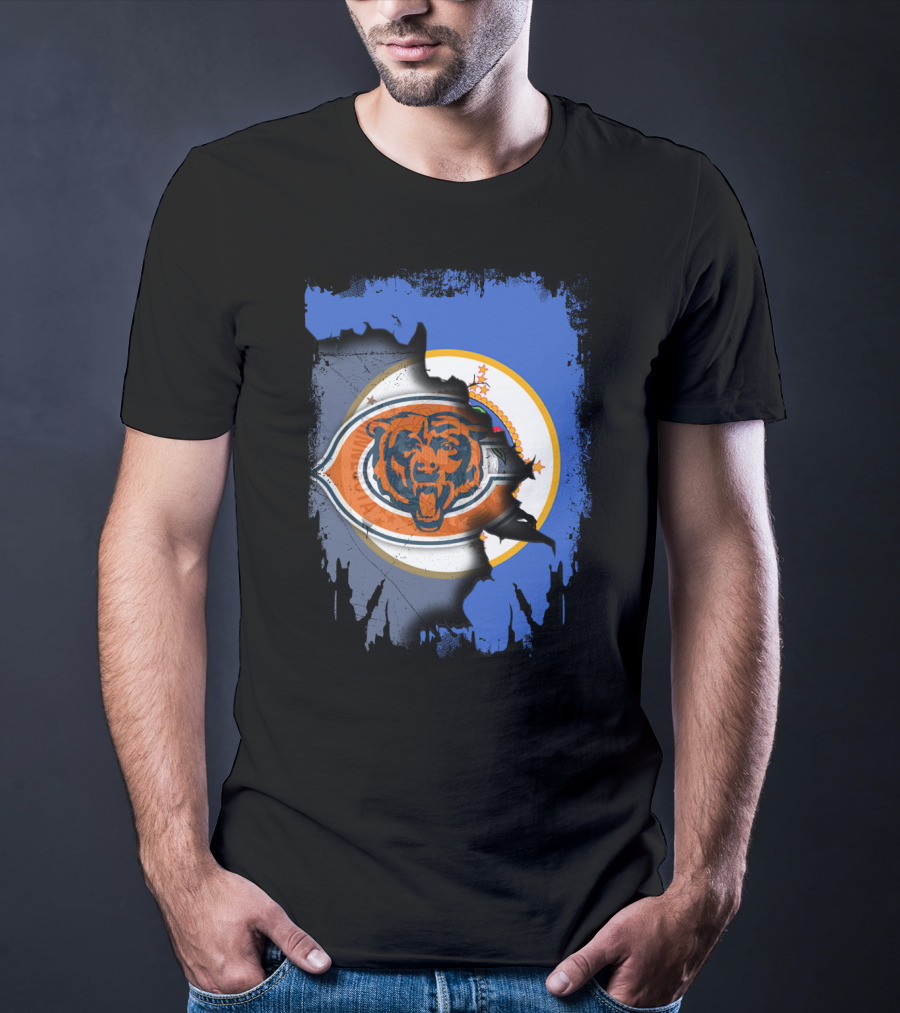 Minnesota Flag Torn To Reveal Chicago Bears T-Shirt