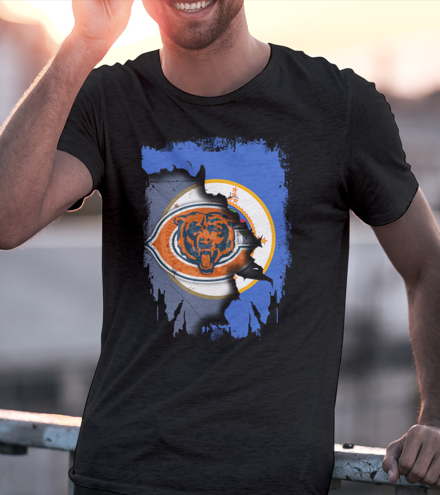 Minnesota Flag Torn To Reveal Chicago Bears T-Shirt
