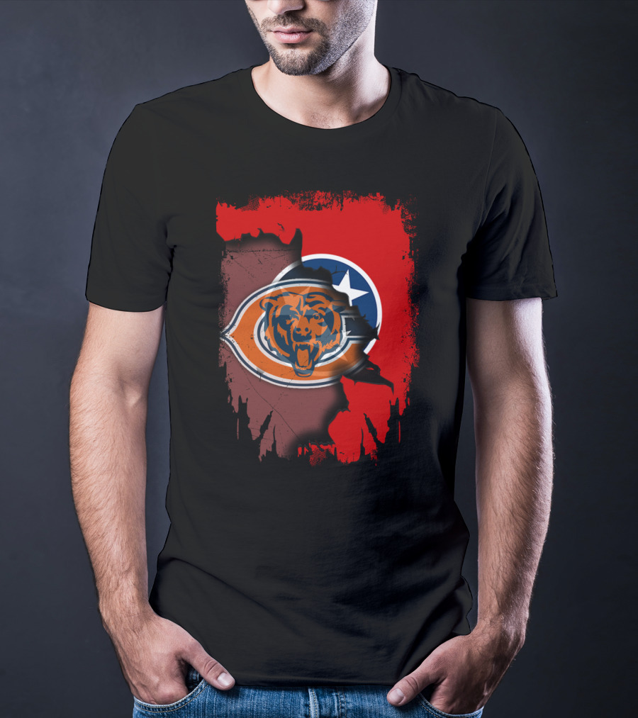 Tennessee State Flag Merged With Chicago Bears T-Shirt