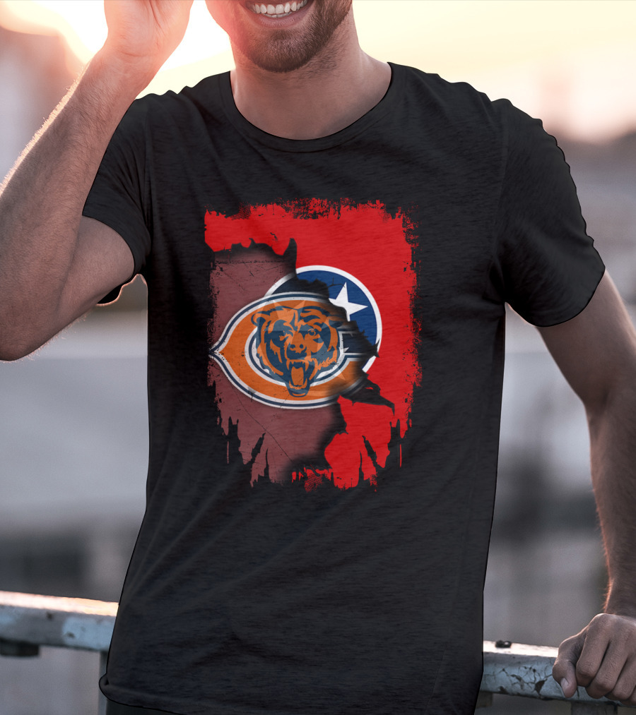 Tennessee State Flag Merged With Chicago Bears T-Shirt