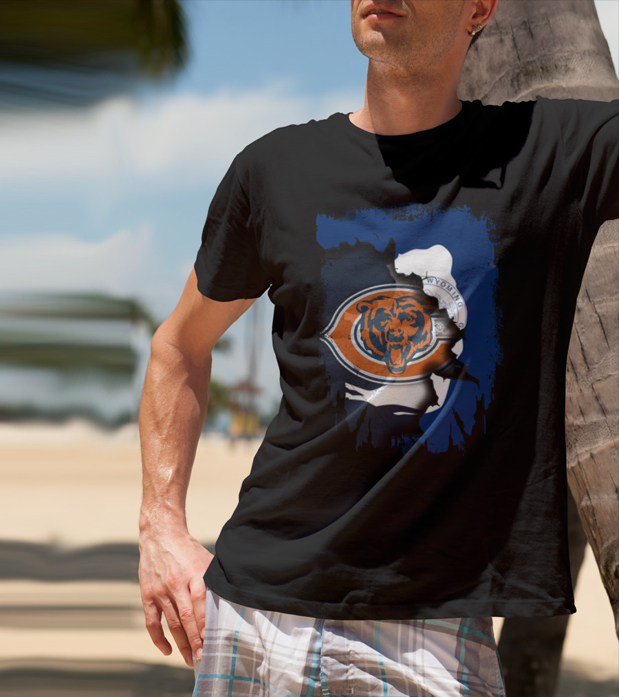 Wyoming Blue Overlay With Bears And Emblem T-Shirt