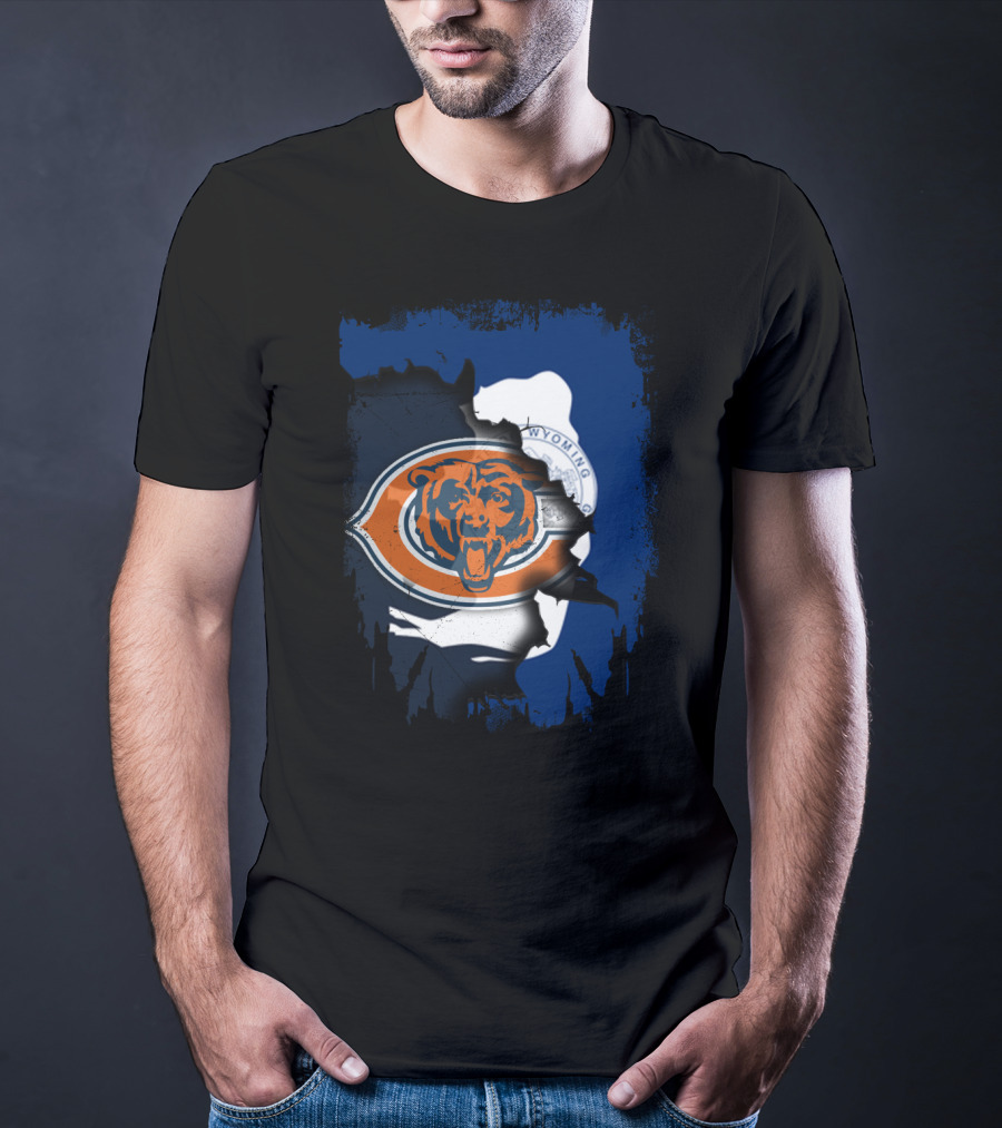 Wyoming Blue Overlay With Bears And Emblem T-Shirt