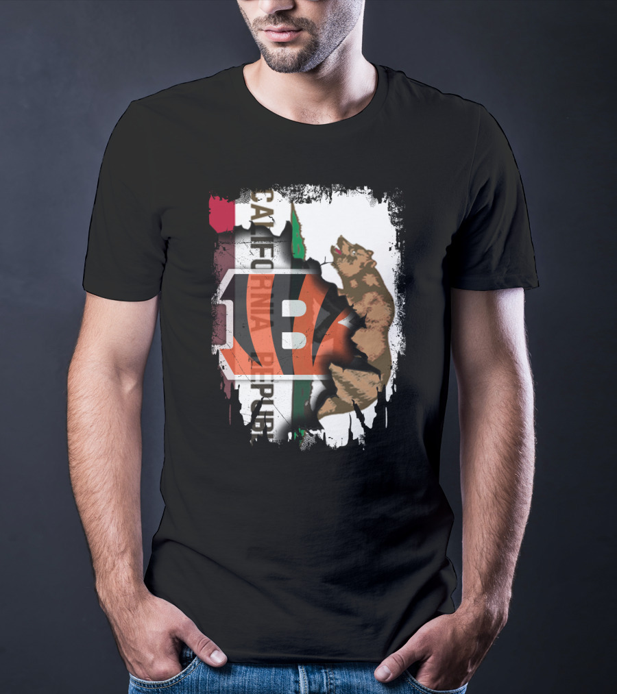 California Republic Bear With Bengals T-Shirt