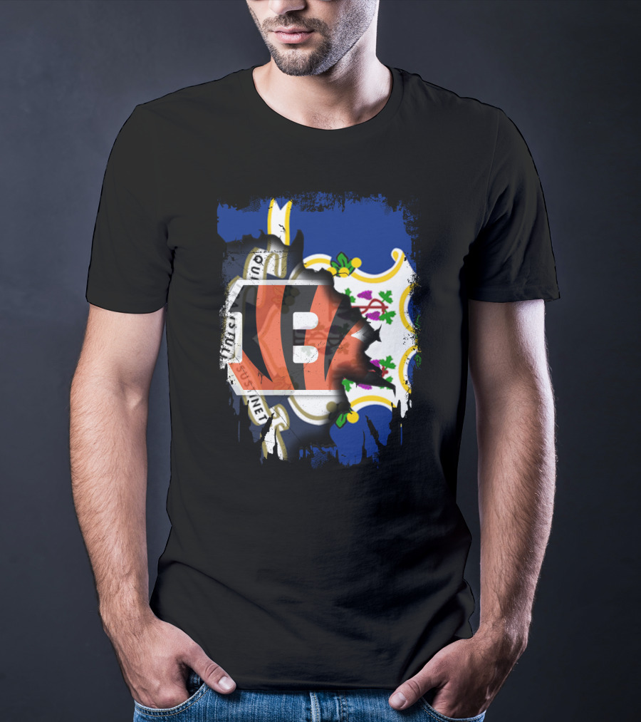Connecticut Love For Bengals Football Fusion T-Shirt