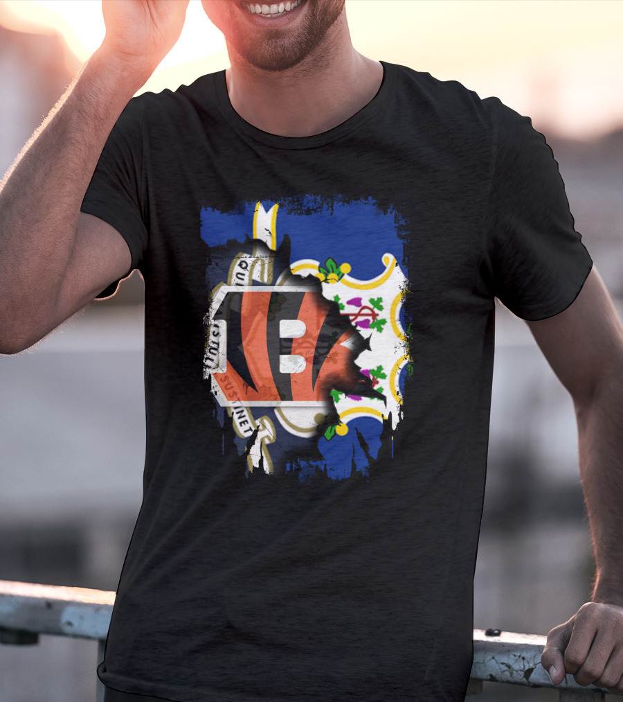 Connecticut Love For Bengals Football Fusion T-Shirt