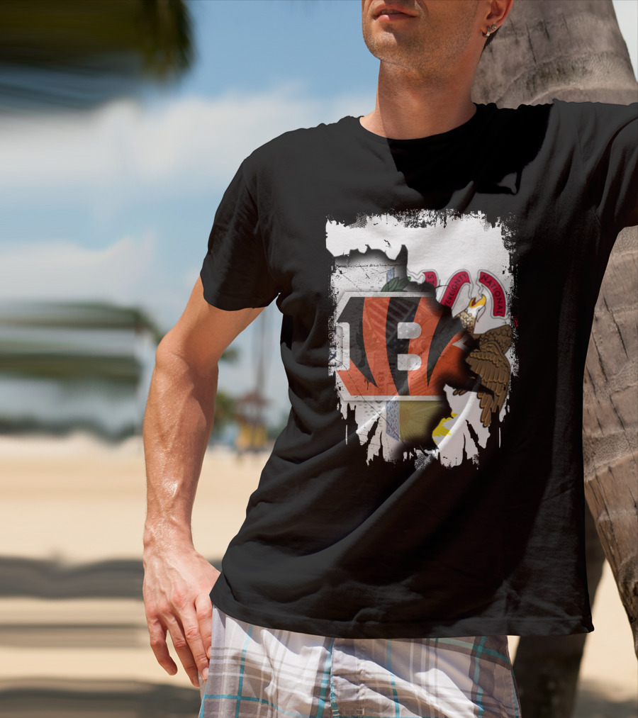 Illinois State Pride With Cincinnati Bengals Logo And Seal T-Shirt