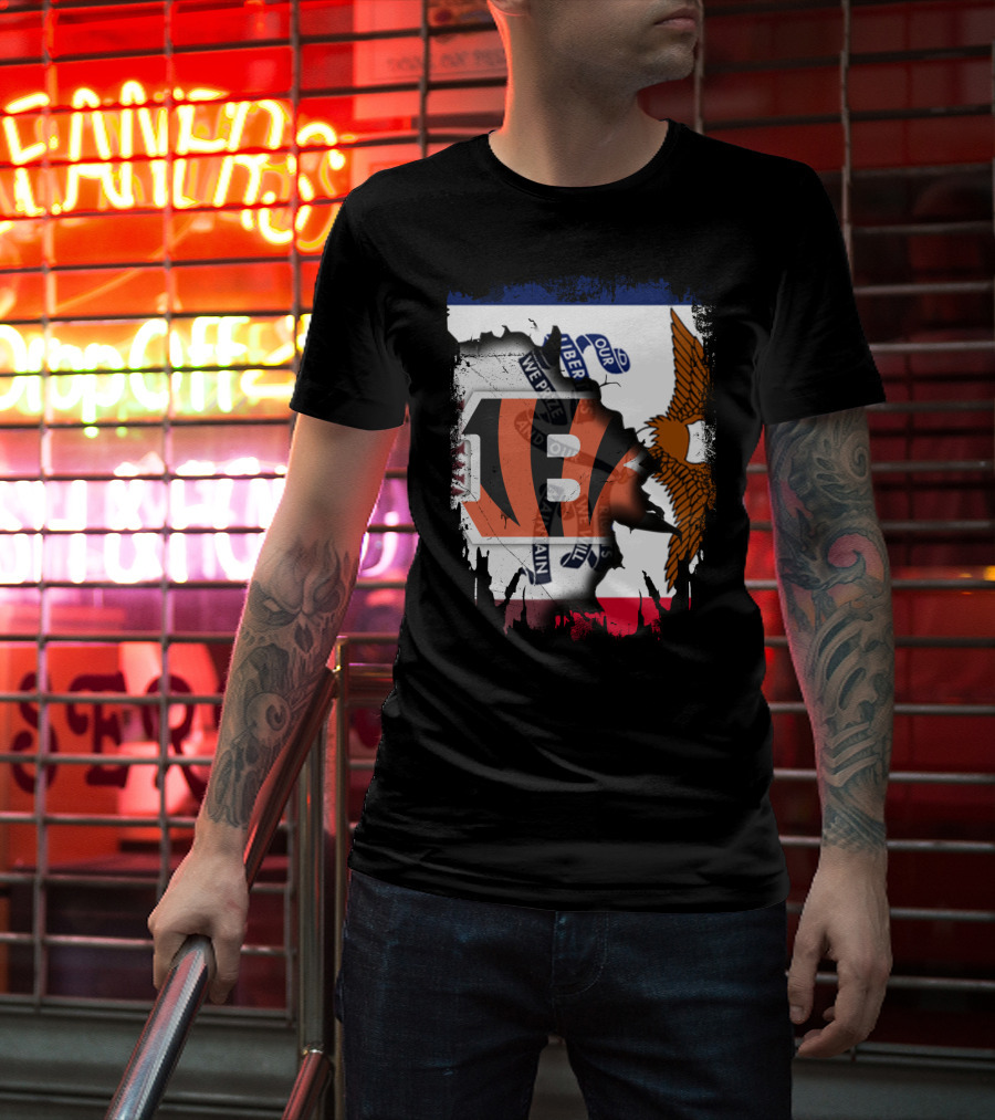 Iowa Flag With Cincinnati Bengals Logo And Eagle T-Shirt