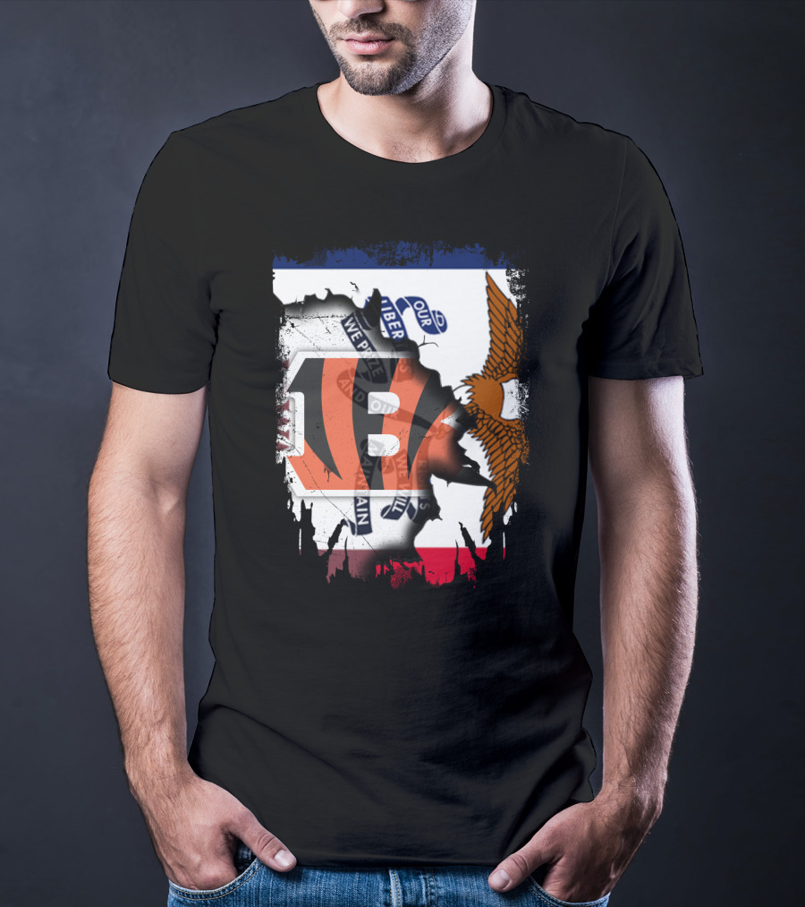 Iowa Flag With Cincinnati Bengals Logo And Eagle T-Shirt