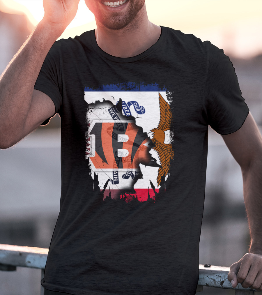 Iowa Flag With Cincinnati Bengals Logo And Eagle T-Shirt