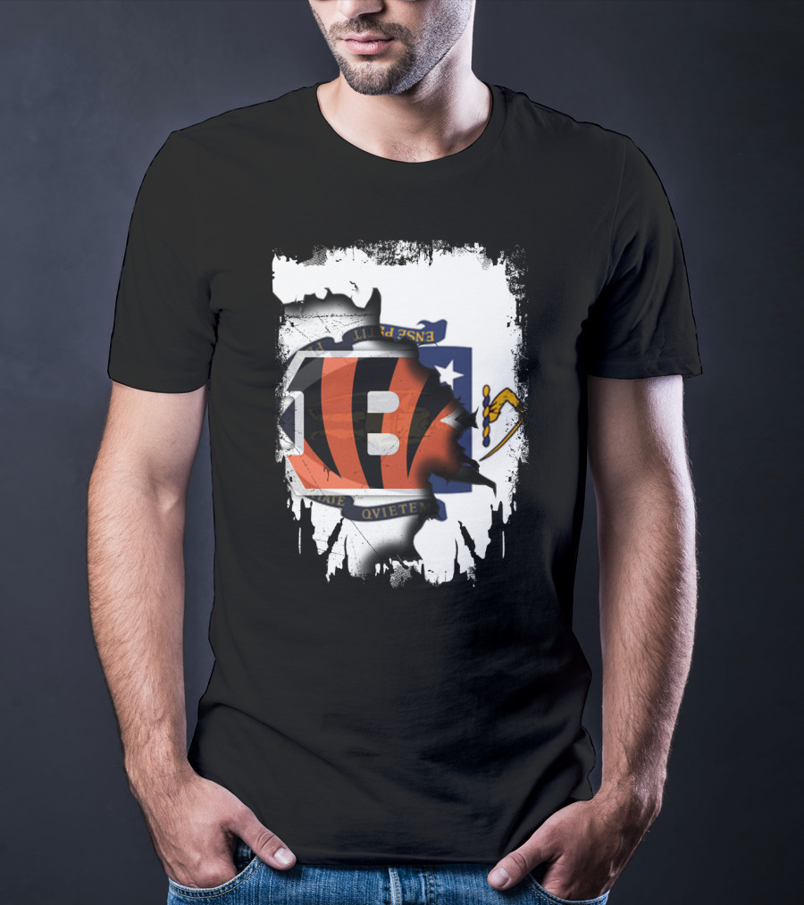 Massachusetts Together With Bengals Iconic Fusion T-Shirt