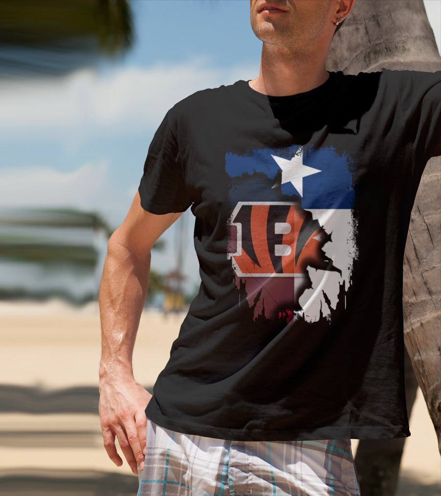 Texas Lone Star And Cincinnati Bengals NFL Fusion T-Shirt