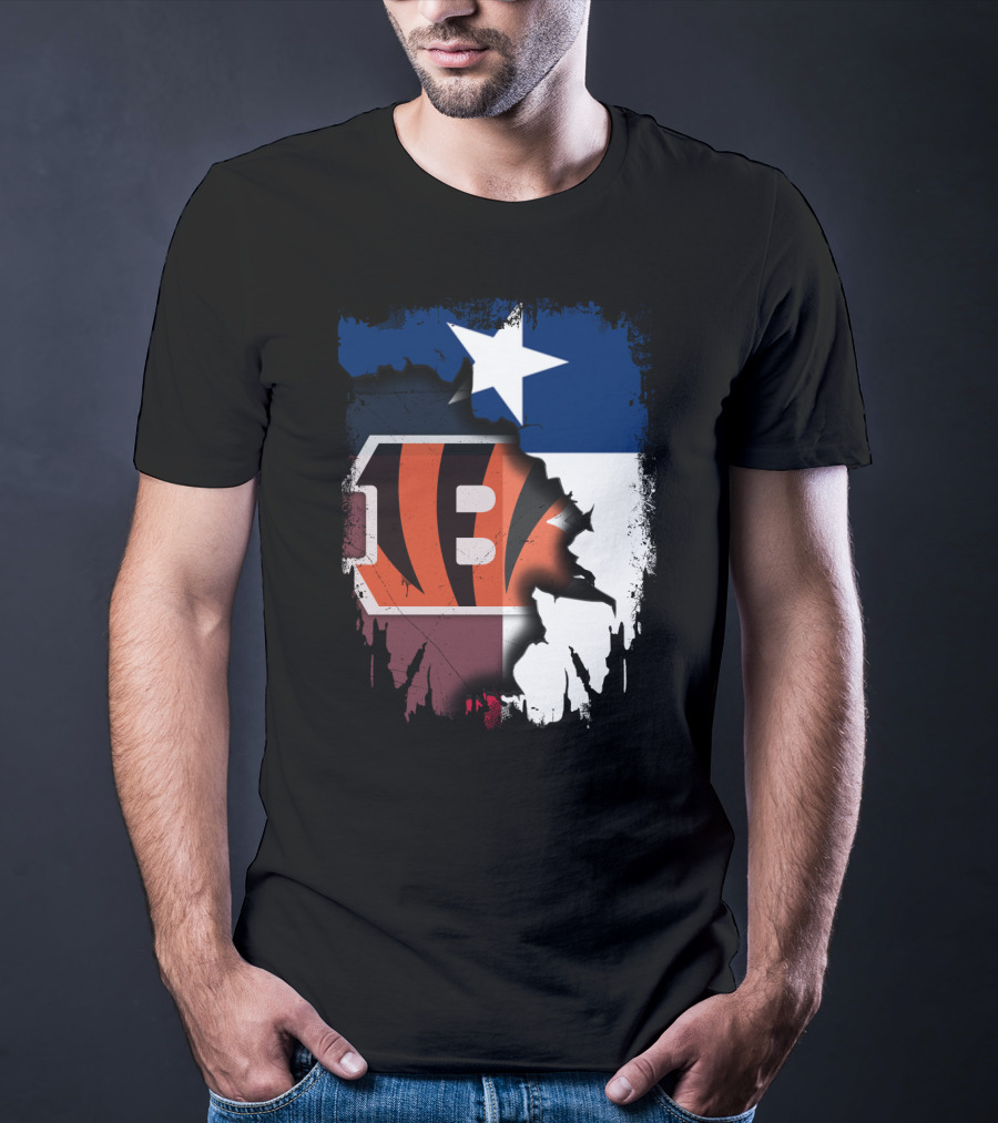 Texas Lone Star And Cincinnati Bengals NFL Fusion T-Shirt