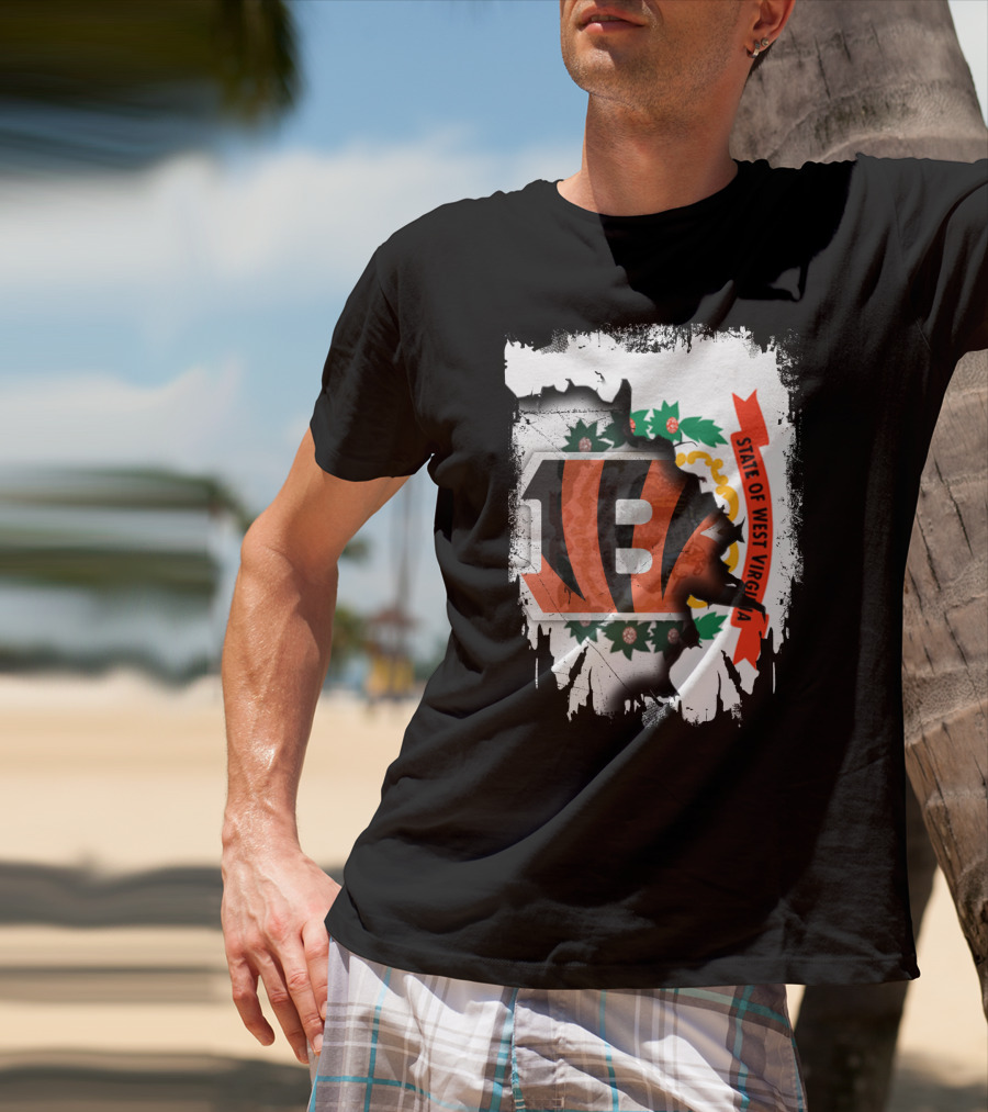 State Of West Virginia With Bengals Logo Integration T-Shirt