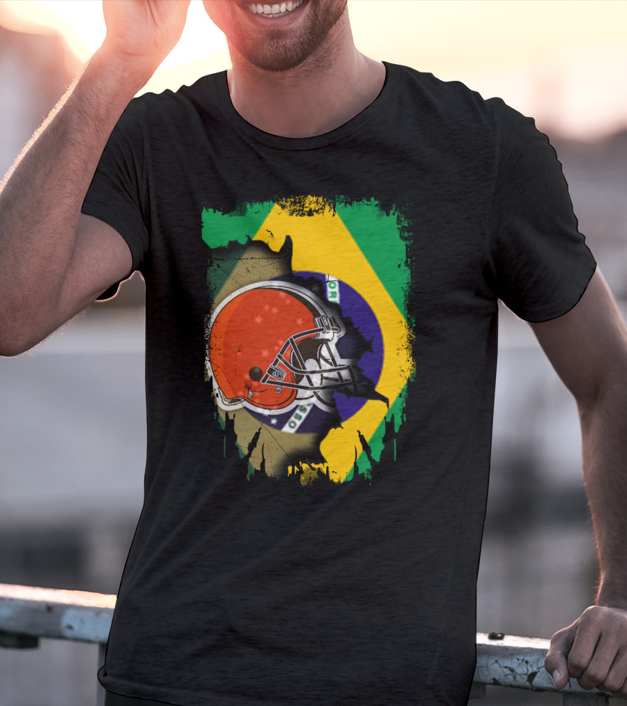 Together Brazil Browns Helmet Torn Flag Fusion T-Shirt