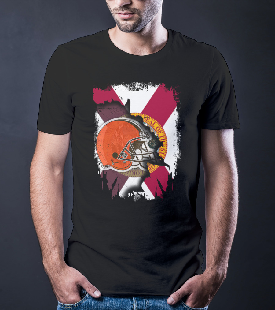 Florida State Flag And Cleveland Browns Helmet Together T-Shirt