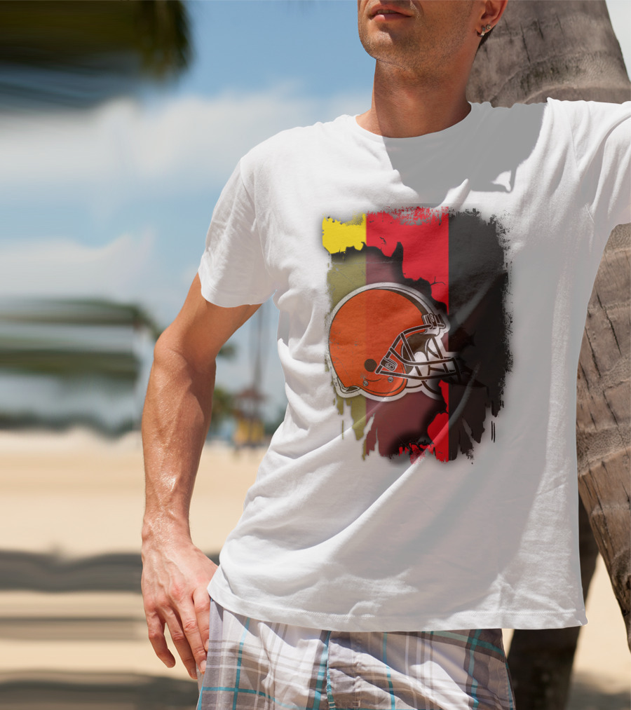 Germany Flag With Cleveland Browns Helmet T-Shirt