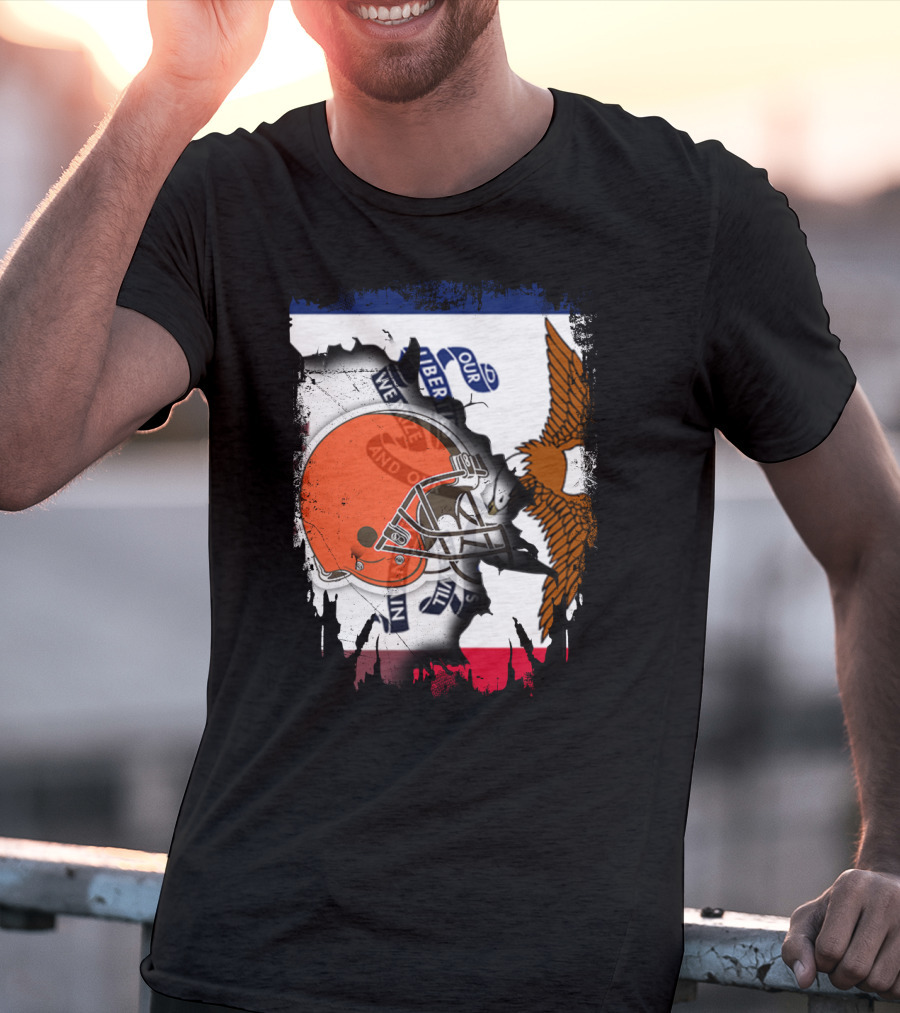 Together Iowa With Browns Helmet And Eagle Flag Elements T-Shirt